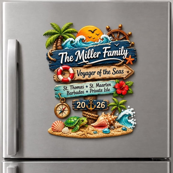 Personalized Family Cruise Door Magnet Nautical Beach Vacation Decor Custom Cabin Sign 2026