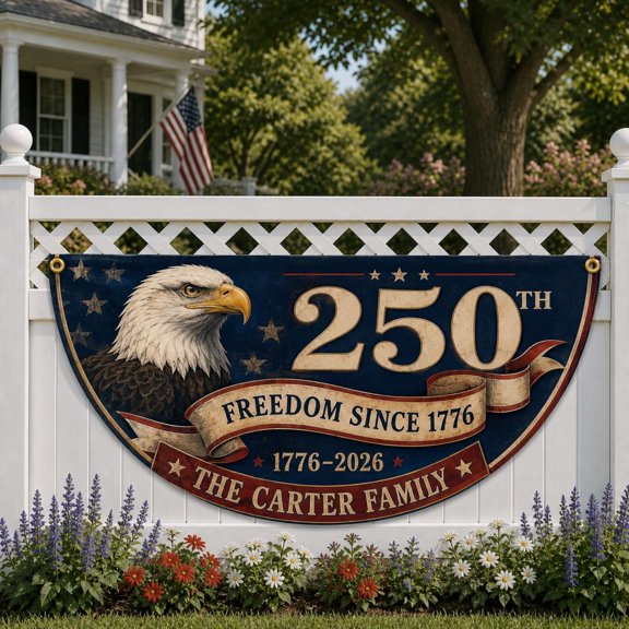 Personalized Family Flag Vintage Bald Eagle Patriotic Style Gift for American Families USA 250th Anniversary Independence Day Decor Wall Art
