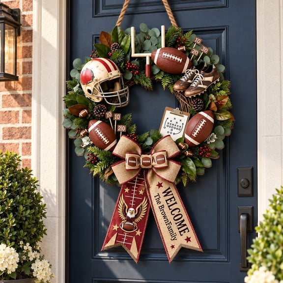 Personalized Family Football Decorative Wreath