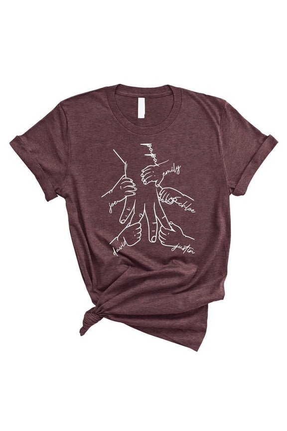 Personalized Family Hands Dad T-Shirt – Custom Names Father’s Day Gift(HEATHER MAROON,Small)