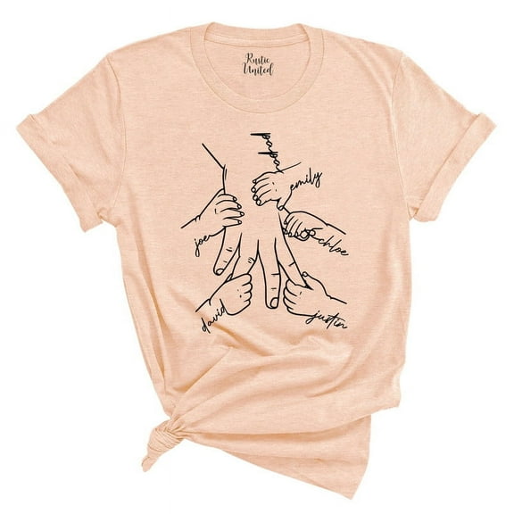 Personalized Family Hands Dad T-Shirt – Custom Names Father’s Day Gift(HEATHER PEACH,Medium)