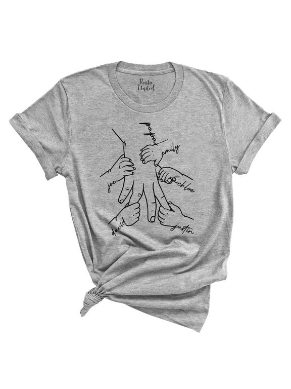 Personalized Family Hands Dad T-Shirt – Custom Names Father’s Day Gift(LIGHT GREY HEATHER,Large)