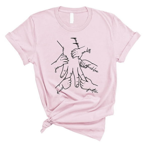 Personalized Family Hands Dad T-Shirt – Custom Names Father’s Day Gift(PINK,3XLarge)