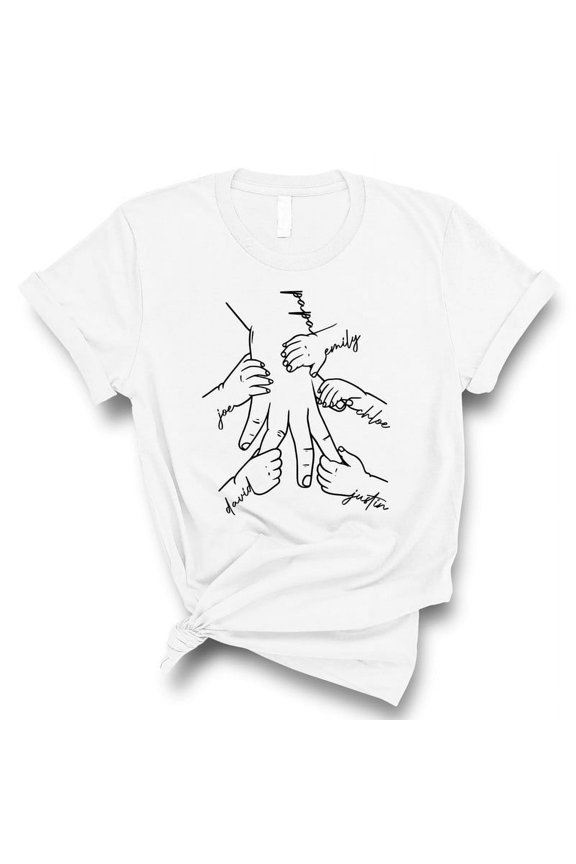 Personalized Family Hands Dad T-Shirt – Custom Names Father’s Day Gift(WHITE,Large)