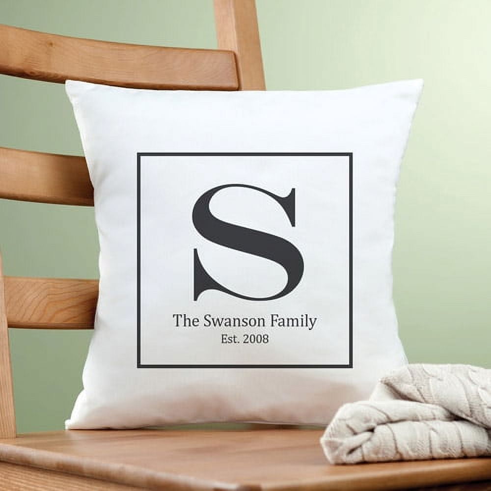 Personalized Family Initial Pillow Black