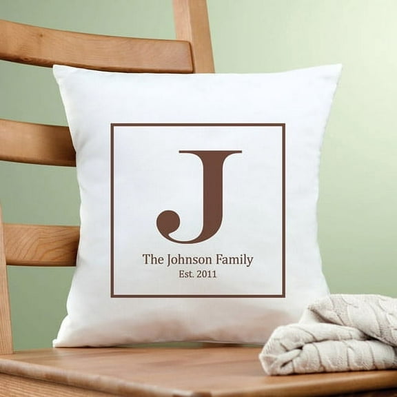 Personalized Family Initial Pillow, Brown