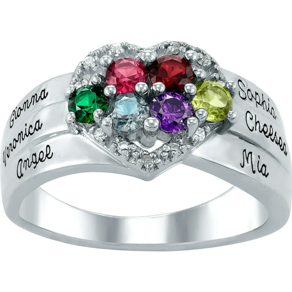 Personalized Family Jewelry Birthstone Women's Descendant available in Sterling Silver, Gold over Silver, 10k and 14k Yellow and White Gold