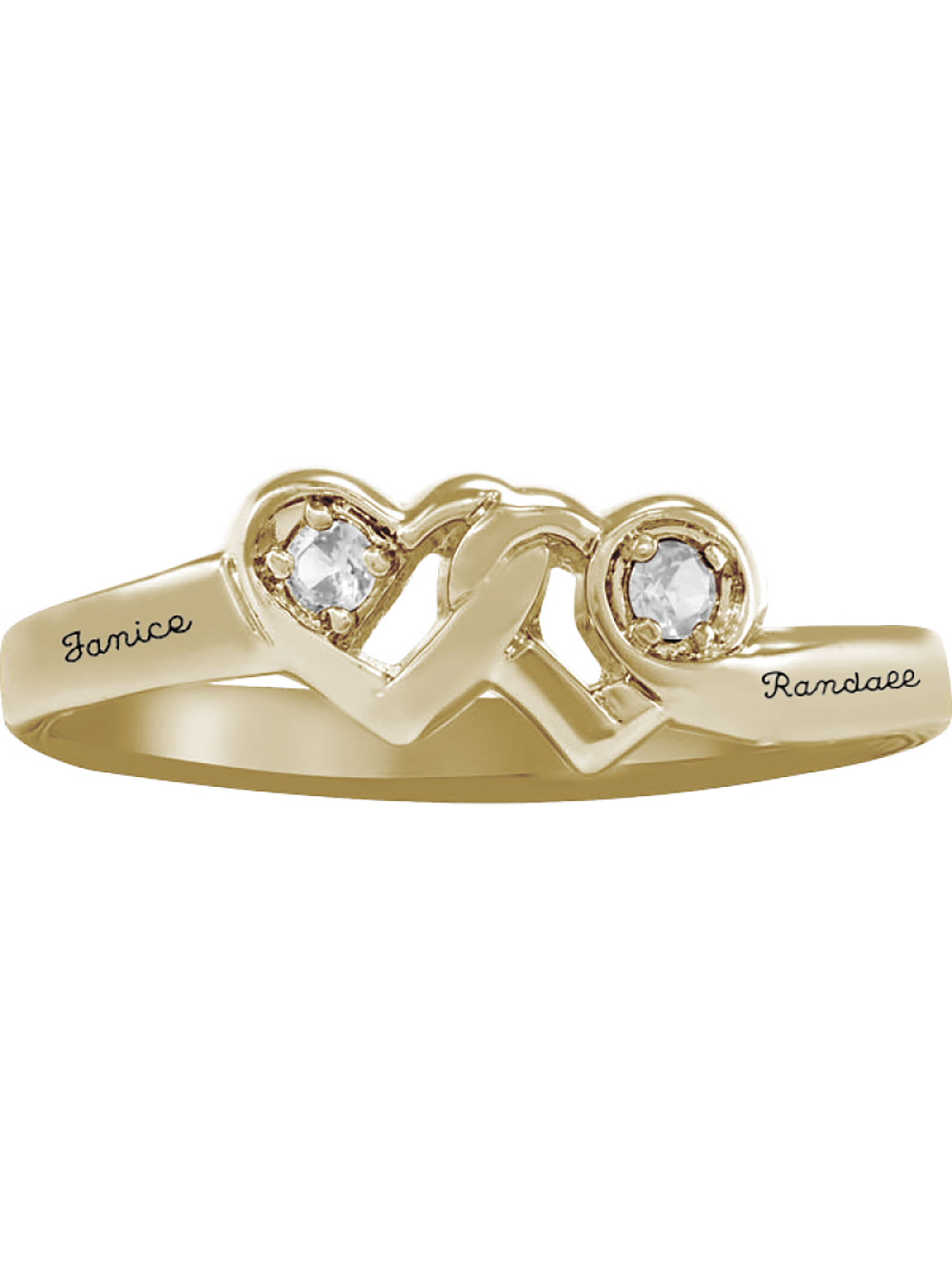 Personalized Family Jewelry Couple's Loving Promise Ring with Diamonds available in 10kt and 14kt Yellow and White Gold - image 1 of 5