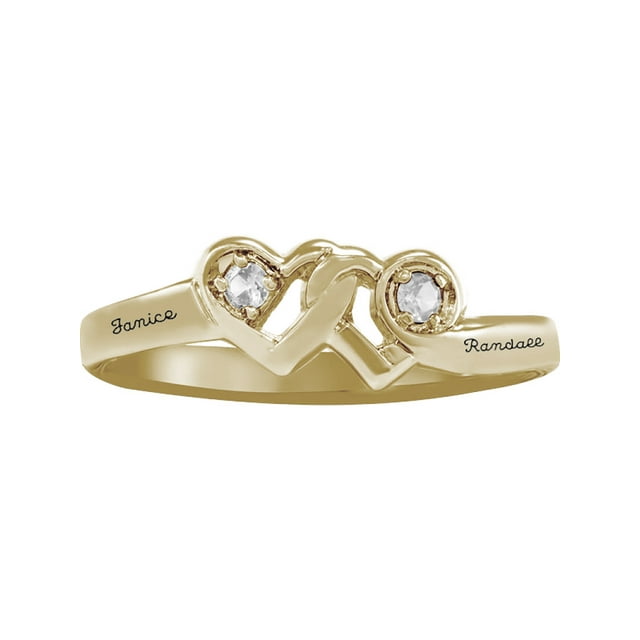 Personalized Family Jewelry Couple's Loving Promise Ring with Diamonds available in 10kt and 14kt Yellow and White Gold