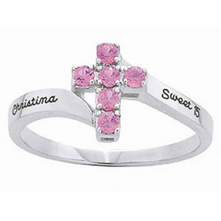 Personalized Family Jewelry Devotion Cross Ring available in Sterling Silver, Yellow and White Gold