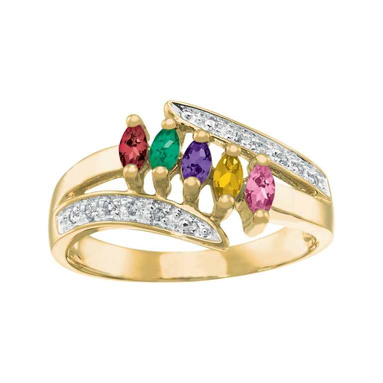 Sterling Silver & 14k Cushion Cut Family Mother's Birthstone Ring Sterling Silver & 14k Cushion Cut Family Mother's Birthstone Ring