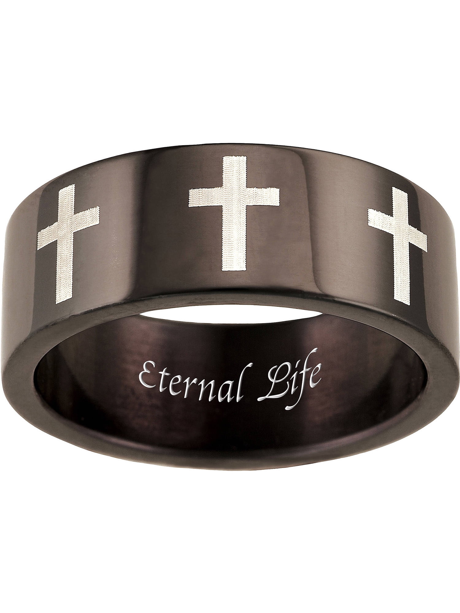 Personalized Family Jewelry Men's Belief Ring in Black Stainless Steel