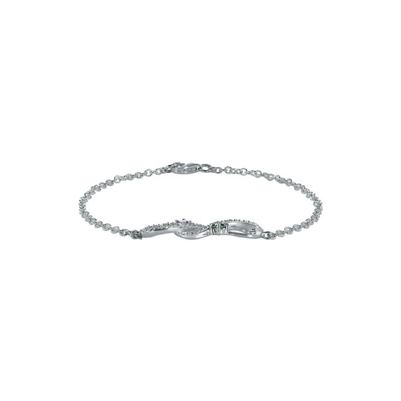 Personalized Family Jewelry Simulated Birthstone Women's Minerva Bracelet in 10K White Gold