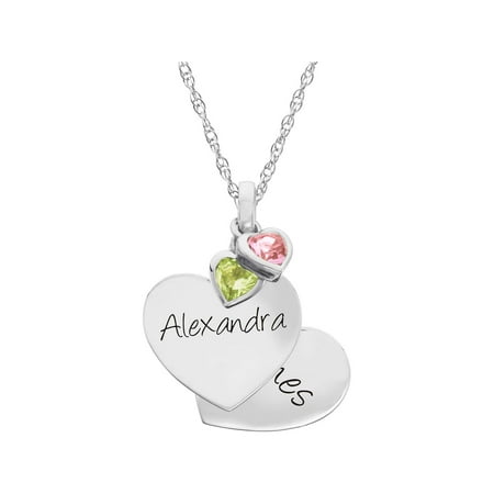 Personalized Family Jewelry Two Hearts I Love You Pendant, 18 available in Sterling Silver