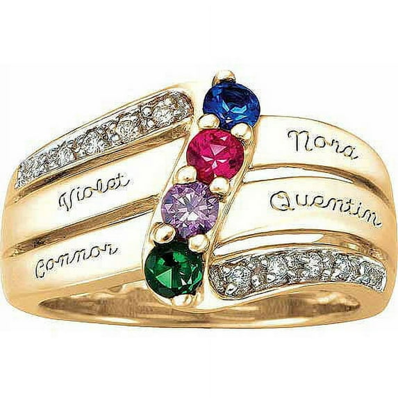 Personalized Family Jewelry Women's Birthstone Luxe Ring available in Sterling Silver, Gold over Silver, Yellow and White Gold