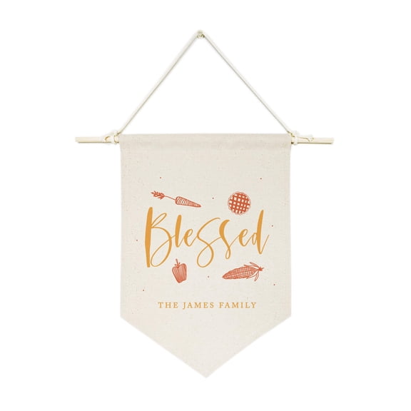 Personalized Family Last Name Blessed Hanging Wall Banner