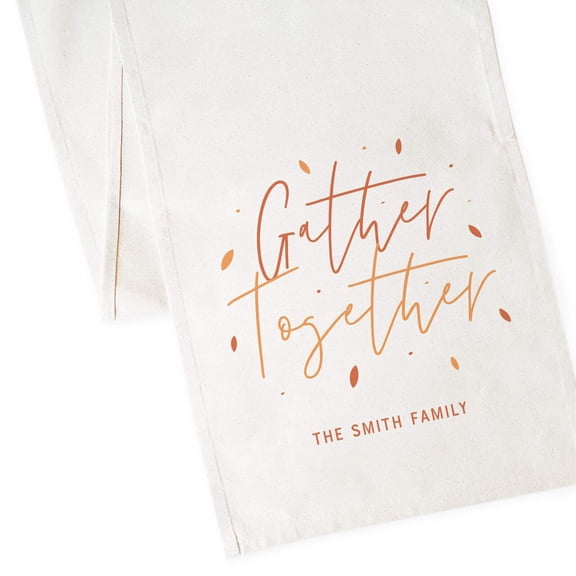 Personalized Family Last Name Gather Together Canvas Table Runner