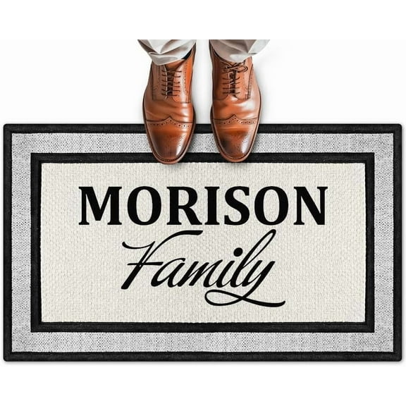 Personalized Family Name Doormat, Custom Front Door Mat, Indoor Outdoor Welcome Mat with Non-Slip Rubber Backing, 18x30 Inch Heavy Duty Polyester Top Made in USA