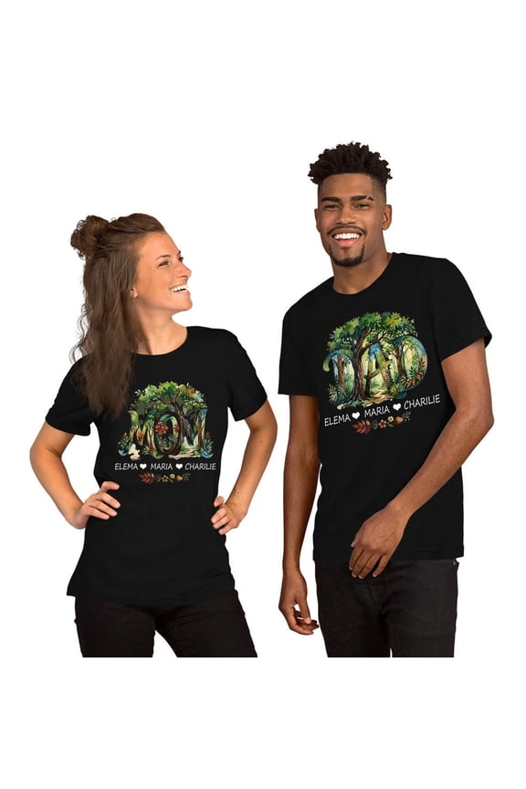 Personalized Family Name Members T-shirt -Personalized Mom Nature Tree T-Shirt, Floral Forest Mom Tee