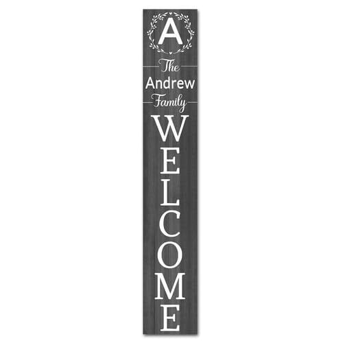 Personalized Family Name Porch Sign Welcome Sign for Porch Standing Vertical Tall Custom Initial Last Name Porch Signs Leaner Farmhouse Wooden Welcome Signs for Front Door Housewarming 47 x 8 Inches