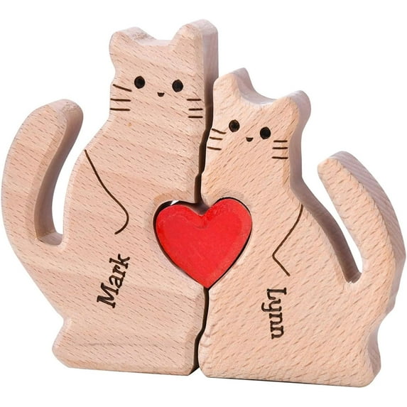 Personalized Family Name Puzzle, Wooden Bear Puzzle with 2 Names,Custom Couple Name Sculpture - Ideal for Valentine's Day, Birthdays, Housewarming - Unique Wooden Decor Gift for Spouse (Duck)