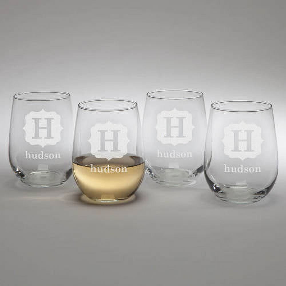 Personalized Family Name Engraved Stemless Wine Glasses Set of 4  Contemporary Styles - Walmart.com