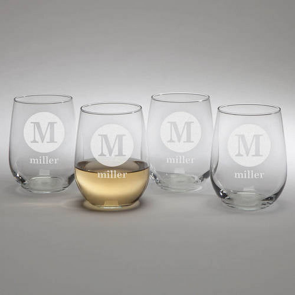 Monogrammed Etched Glasses With Last Name and Established Date