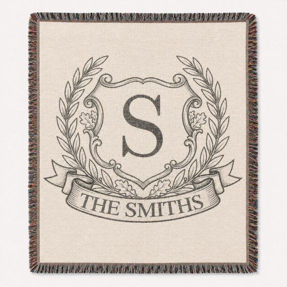 Personalized Family Name Woven Blanket, Custom Monogram Cotton Throw