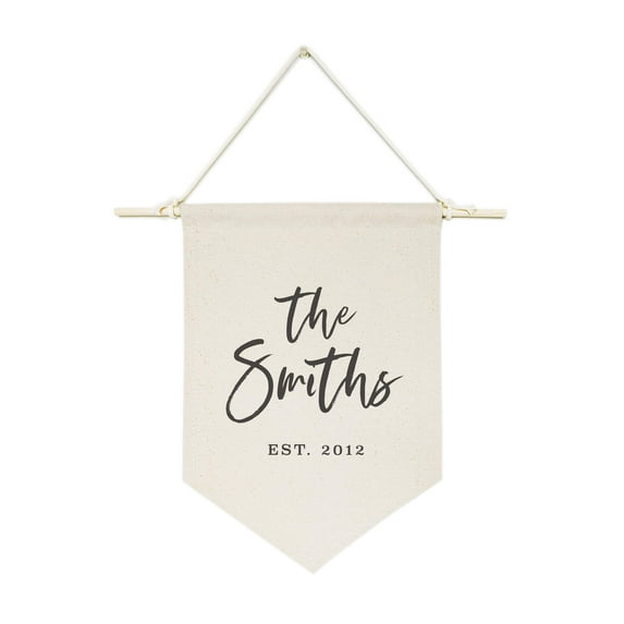 Personalized Family Name with Est. Date Classic Hanging Wall Banner