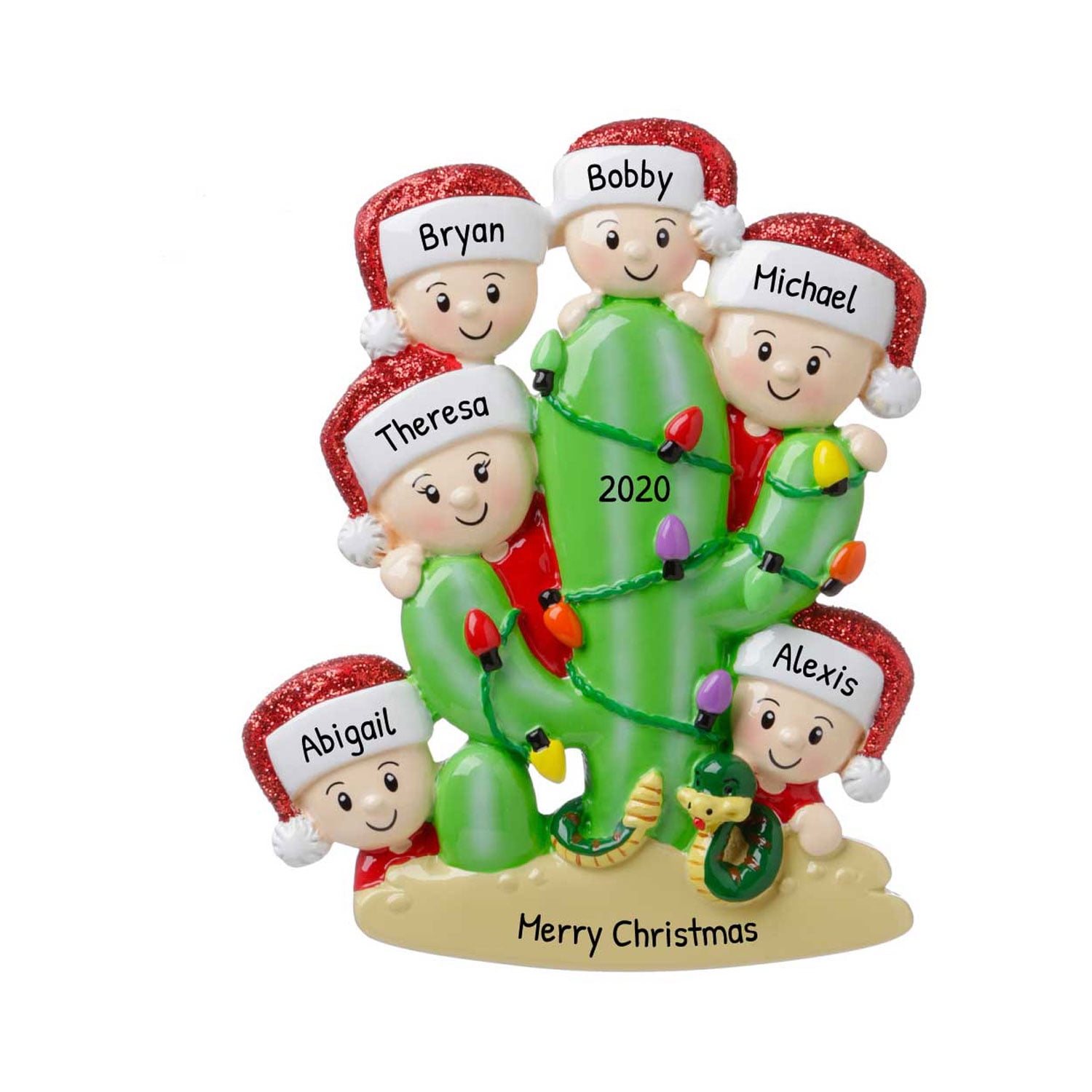 Personalized Family Ornament 2023 Family of 6 Christmas Ornament 2023 Family Cactus Ornament
