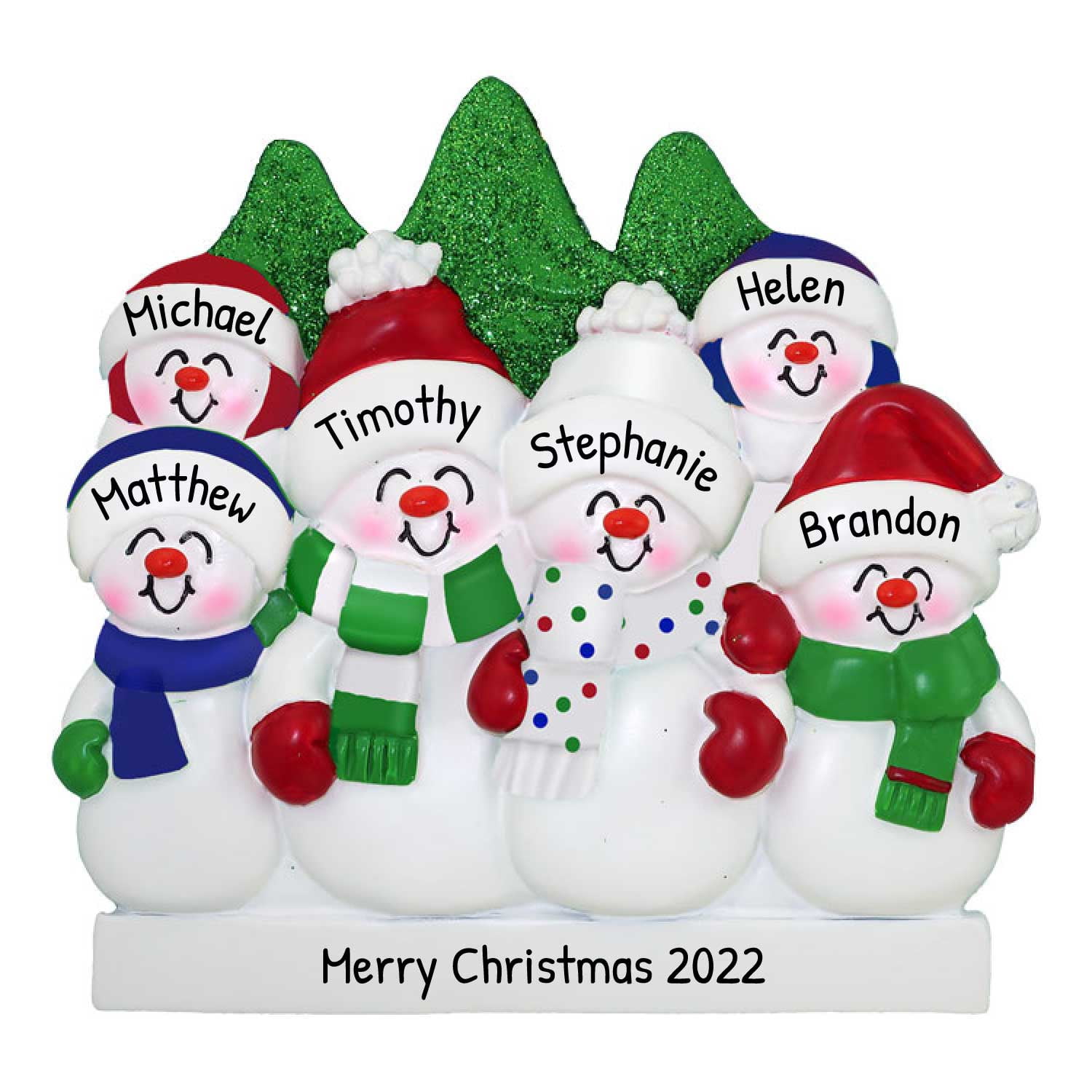 Personalized Family Of 6 Christmas Ornaments 