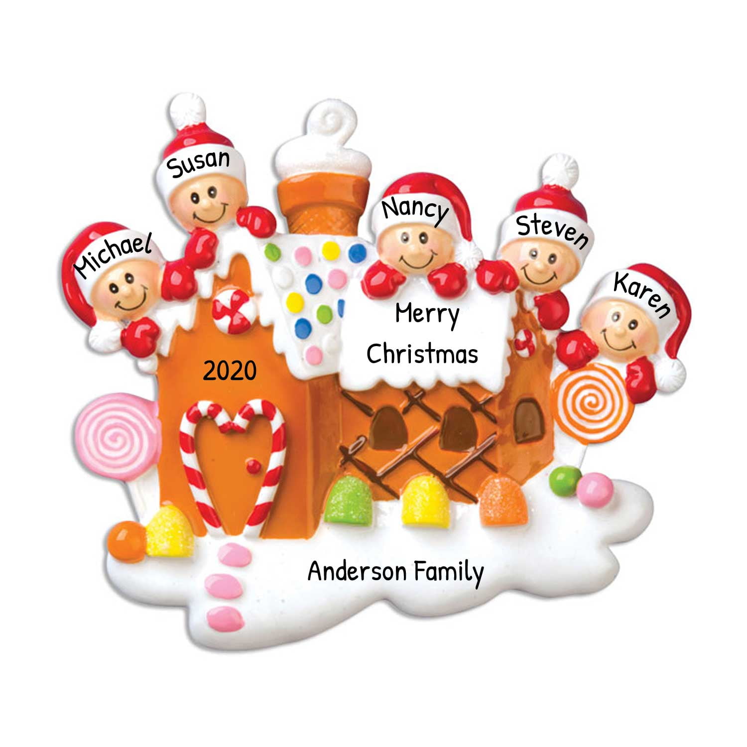 Personalized Family Ornament 2023 Christmas Family of 5 Ornament 2023 Family Gingerbread