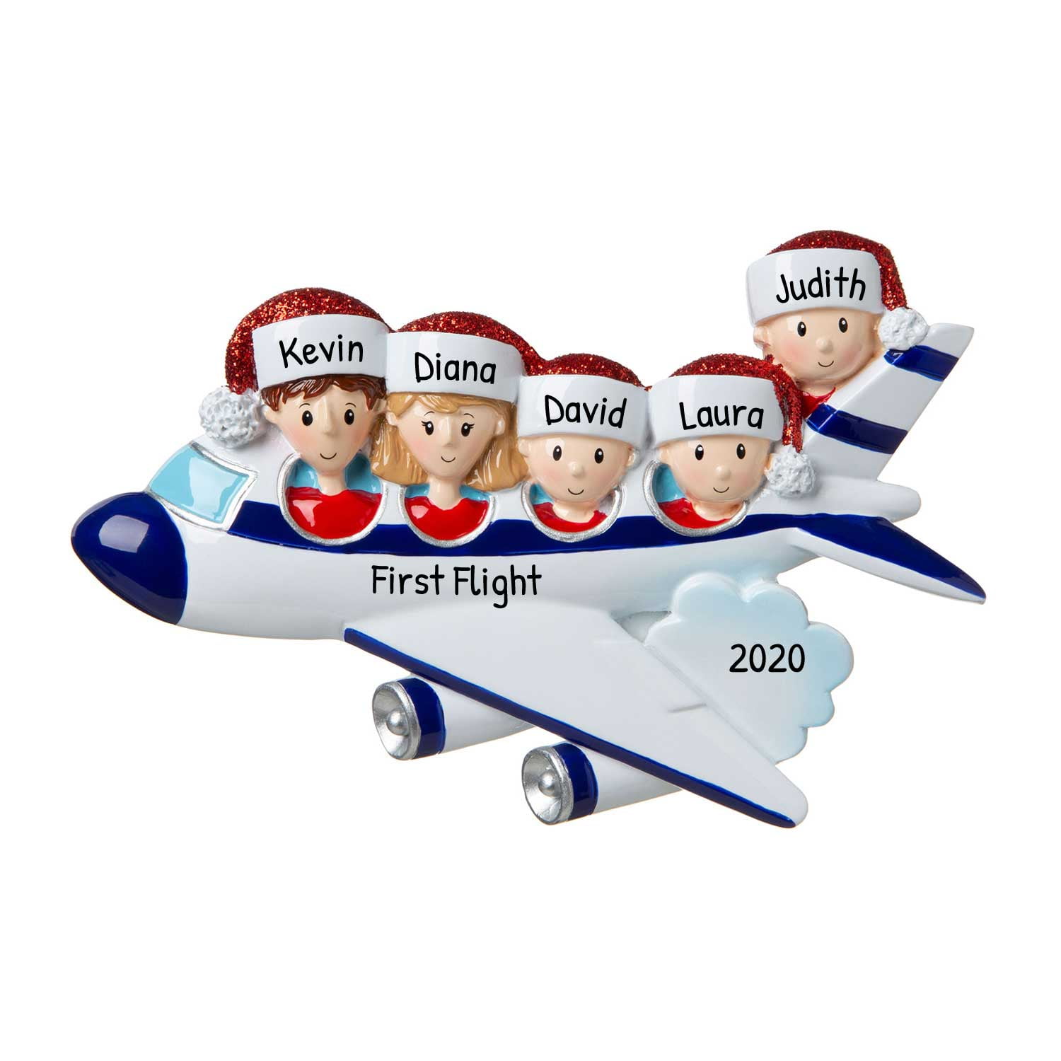 Personalized Family Ornament 2024 Christmas Family of 5 Ornament 2024 Airplane Ornament 2024