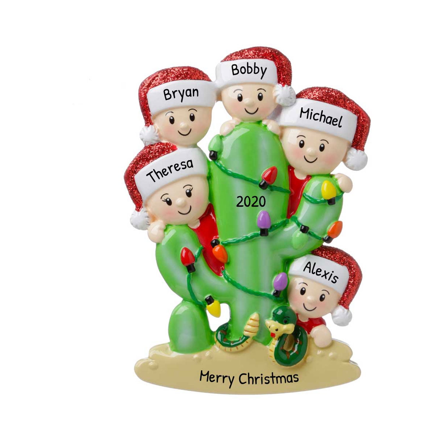 Personalized Family Ornament 2024 Christmas Family of 5 Ornament 2024 Family Cactus Ornament