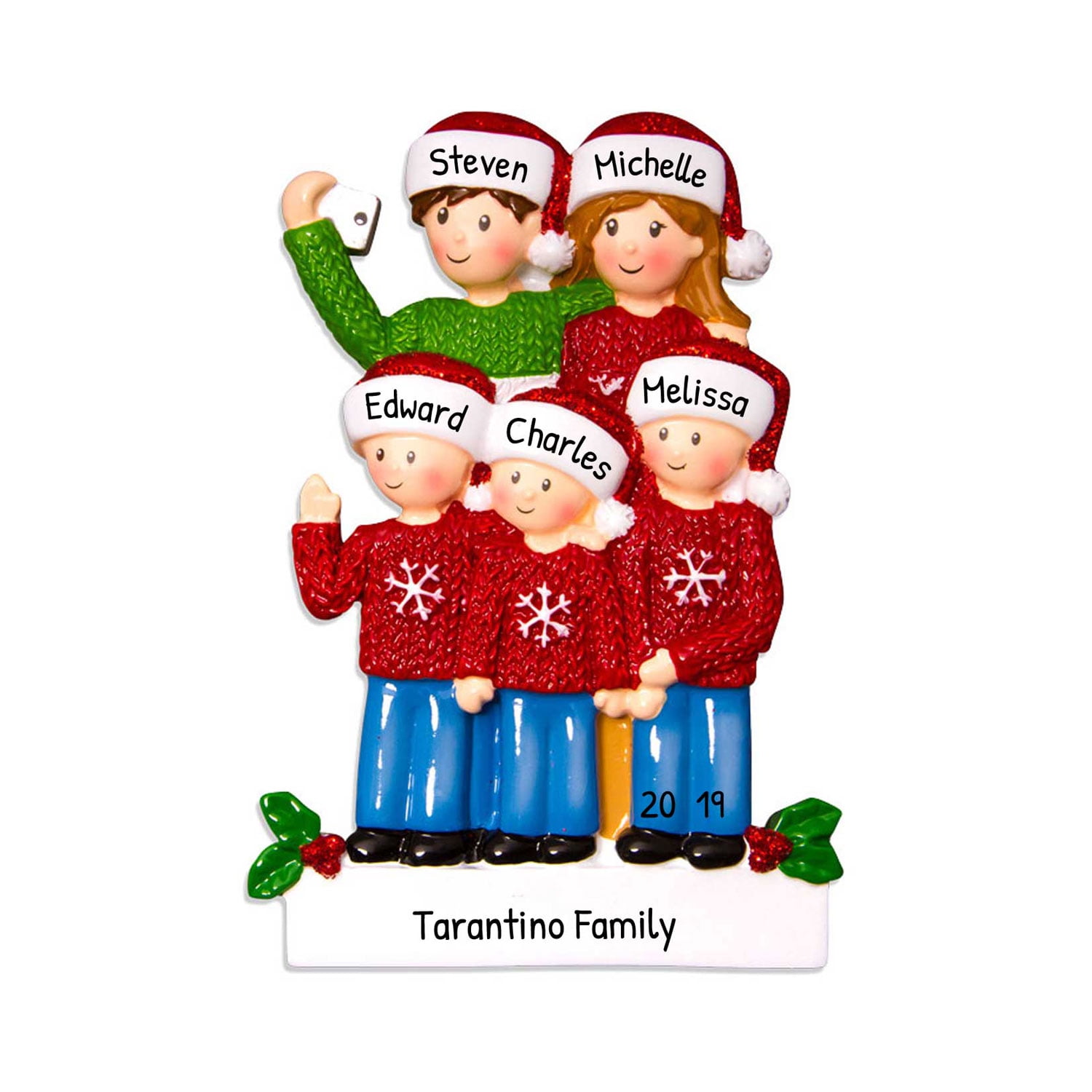 Personalized Family Ornament 2024 Christmas Family of 5 Ornament 2024