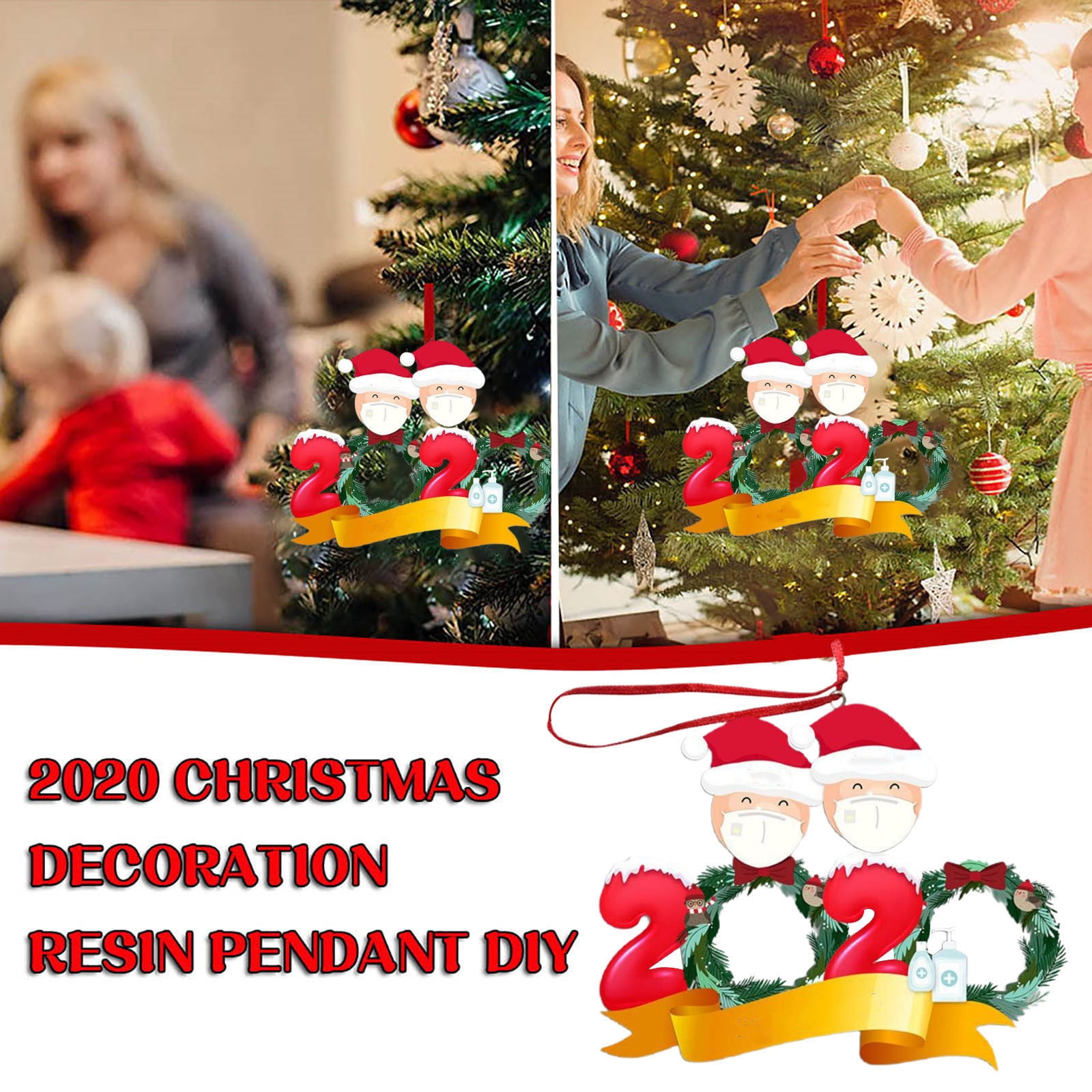Personalized Family Ornament Christmas Tree Decorations Red 2020