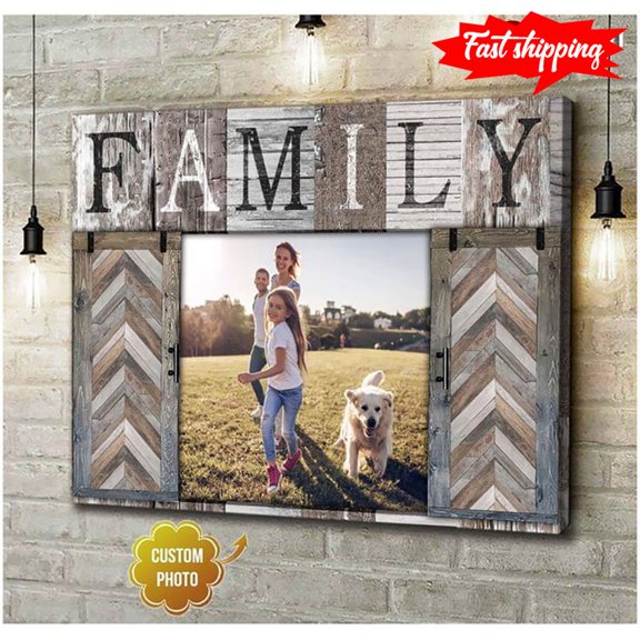 Personalized Family Photo Barn Window Frame 11 x 17 Inch Poster