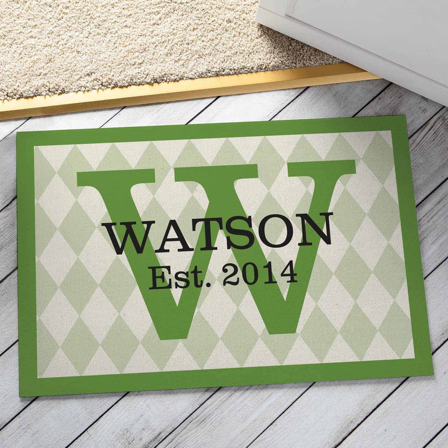 Personalized Family Pride Doormat, Green