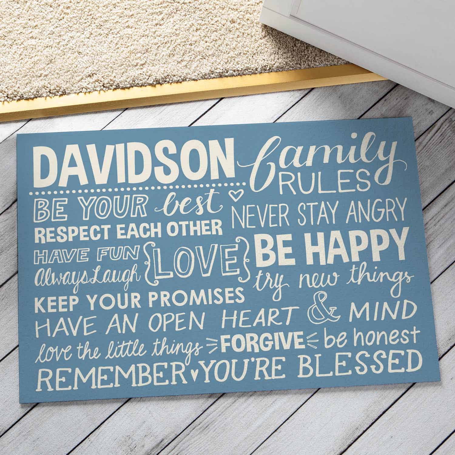 Personalized Family Rules Doormat  Available In Multiple Colors