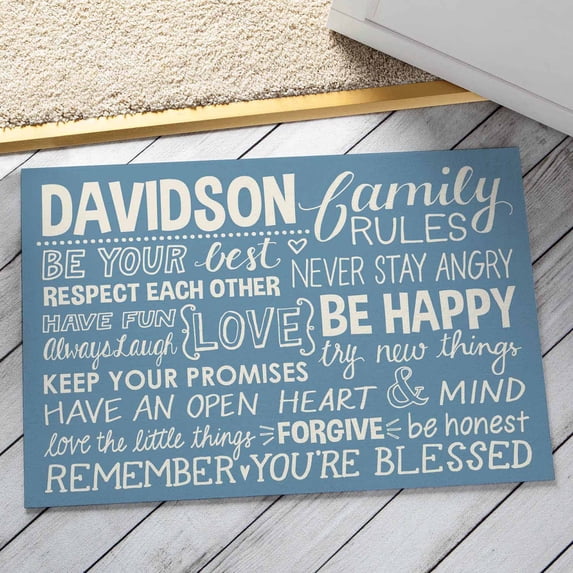 Personalized Family Rules Doormat Available In Multiple Colors