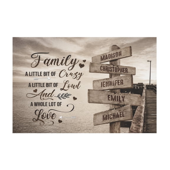 Personalized Family Street Sign Ocean Dock Vintage Name Canvas Wall Art For Living Room 12*18in