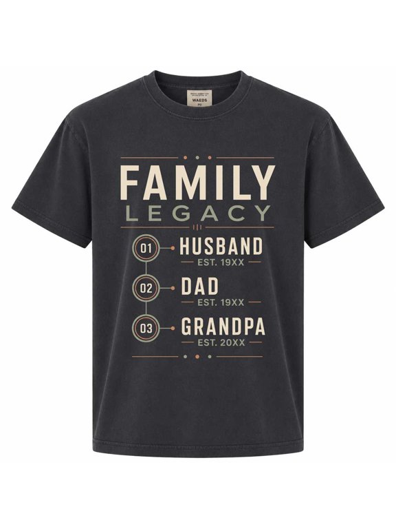 Personalized Family Timeline Shirt with Custom Years Modern Grandpa Dad Legacy T-Shirt Father's Day Gift for Husband Father Men