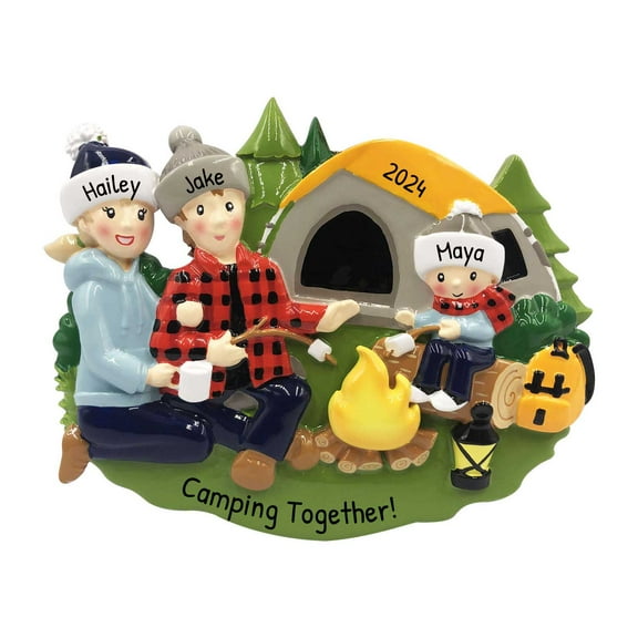 Personalized Family of 3 Ornament 2024 Outdoor Camping Family Vacation 1 Count - Ornaments by Elves