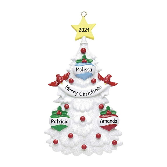 Personalized Family of 3 White Christmas Tree Ornament 2024 - Custom Christmas Ball Xmas Tree Decor