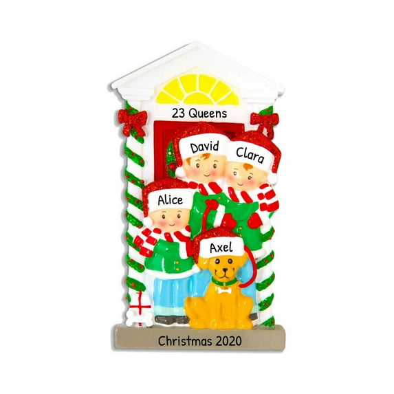Personalized Family of 3 with Dog Christmas Ornament 1 Count - Ornaments by Elves