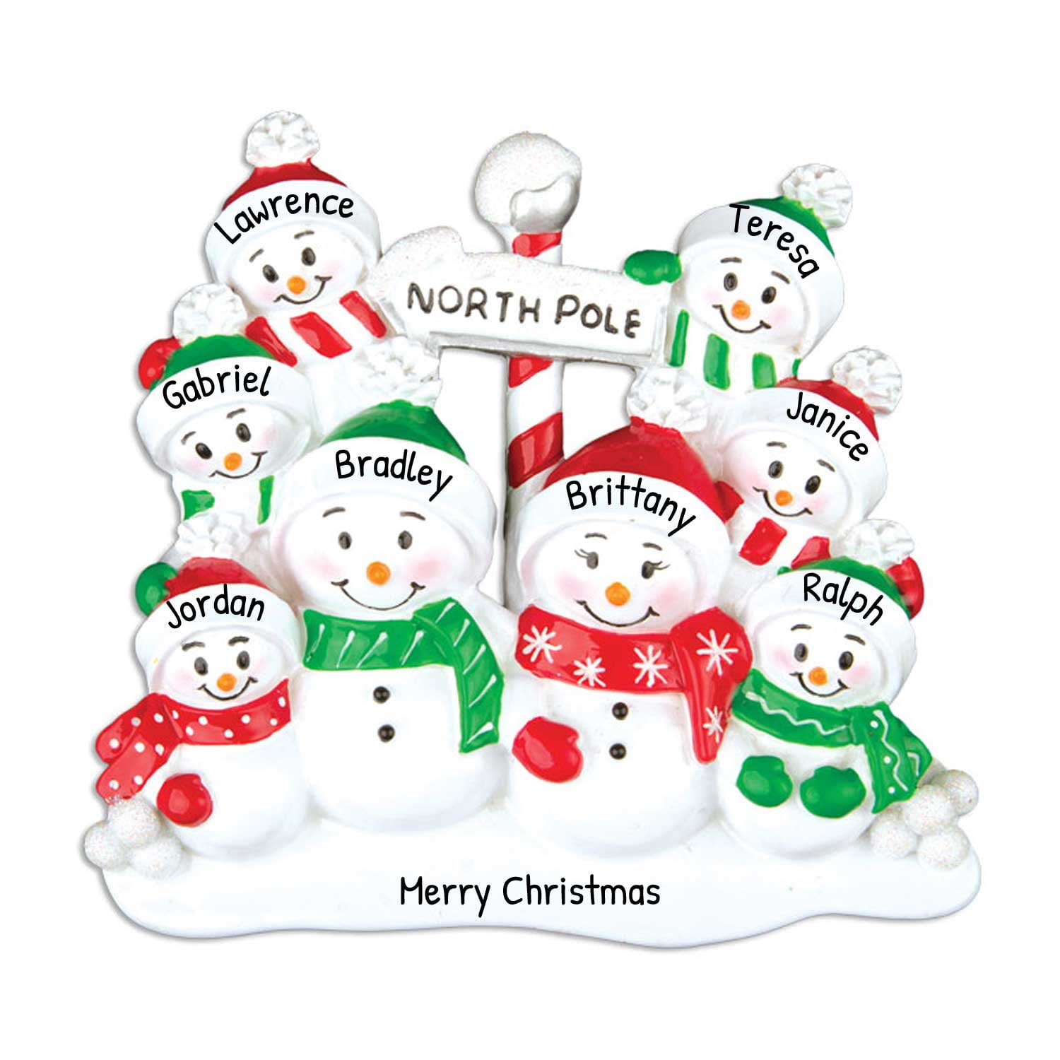 Personalized Family of 8 Snowman Ornaments for Christmas Tree 2024 ...