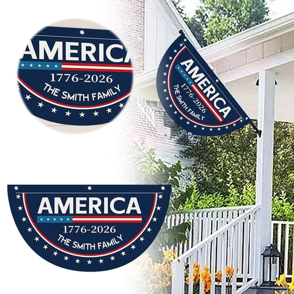 Personalized Fan Flag America's 250th Anniversary Banner 3x6 ft 1776 2026 Anniversary Bunting Outdoor Hanging Decor with Grommets for Porch Yard, Red 17.7"x35.8" Home Decor