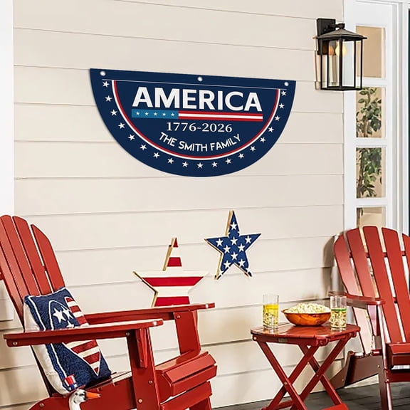 Personalized Fan Flag America's 250th Anniversary Banner 3x6 ft 1776 2026 Anniversary Bunting Outdoor Hanging Decor with Grommets for Porch Yard, Red 70.9"x35.4"
