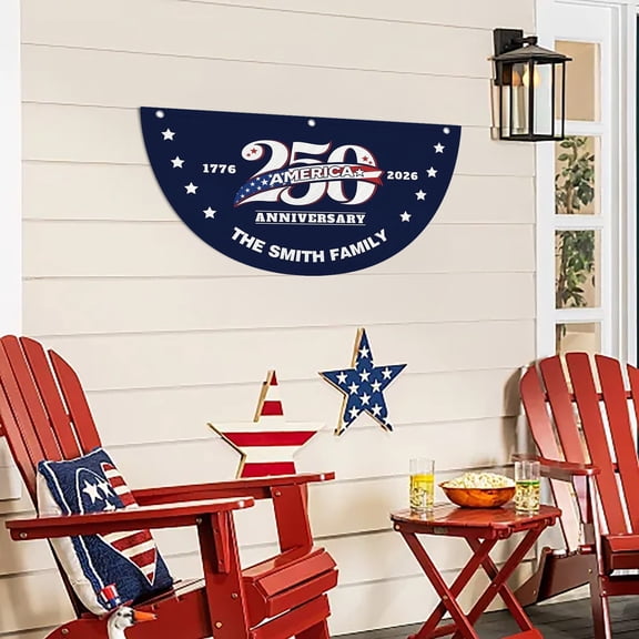 Personalized Fan Flag America's 250th Anniversary Banner 3x6 ft 1776 2026 Anniversary Bunting Outdoor Hanging Decor with Grommets for Porch Yard, Red 70.9"x35.4"