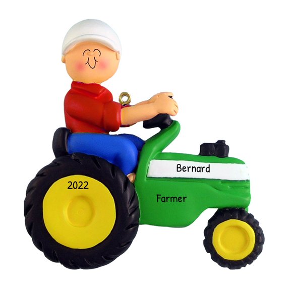 Personalized Farm Green Tractor with Man Ornament 2024 1 Count - Ornaments by Elves